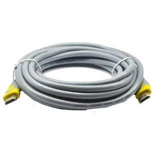 Merlion V-Link High Speed 15.0m, v2,0, OD-8.2mm Кабель HDMI-HDMI, круглий Grey, конектор Grey/Yellow