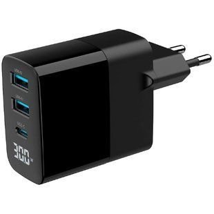 Gembird TA-UC-PDQC30LCD-BK-02&nbsp;2хUSB-A&nbsp;(QC3.0&nbsp;18W)&nbsp;+&nbsp;1хType-C&nbsp;(PD20W) Мережевий зарядний пристрій