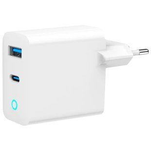 Gembird TA-UC-PDQC45L-W-01 (USB-A + Type-C) Мережевий зарядний пристрій
