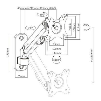 Gembird MA-WA1-01 17-27" 7кг Кронштейн для монітора