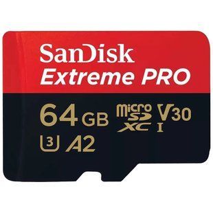 SanDisk microSD 64GB C10 UHS-I U3 Extreme Pro V30 + SD Карта пам'яті