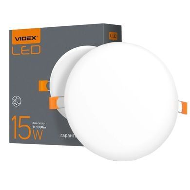 VIDEX 15W 4100K 220V LED світильник безрамний круглий
