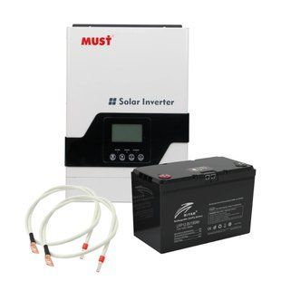 MUST PV18-1012VPM 100Ah Комплект акумулятор + інвертор, кабелі у подарунок