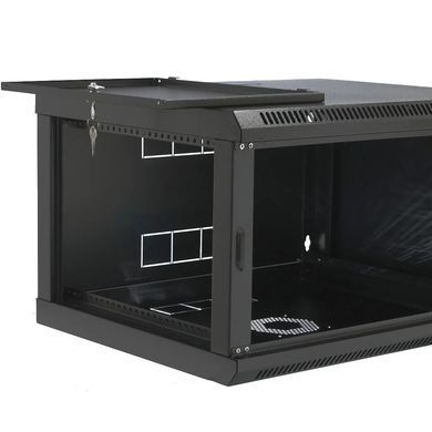 19" 6U, 600x400x373мм акрилове скло, чорна Шафа