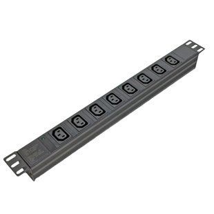 Kingda KD-IEC1008WKPB19A-C14 Блок 19" на 8 роз. С13, 10А, з індикат., без шнура, чорний, 1U, Kingda, Чорний