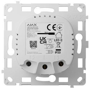 Ajax LightCore (Dimmer) vertical [55] (8EU) ASP white Бездротовий розумний сенсорний димерний вимикач світла