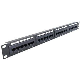 PP-KUTP24-NM Патч-панель 24-портова стійка 19", UTP кат. 5Е, Чорний