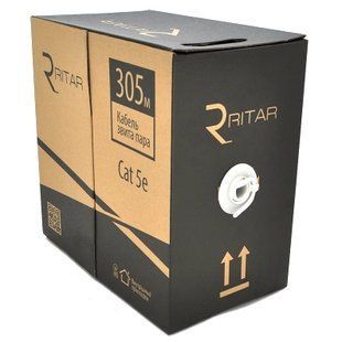 Ritar зовнішній з дротом КНПП UTP (4*2*0.51) 4p 24 AWG ПЕ (305м) чорний Кабель