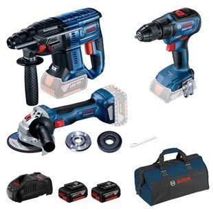 Bosch GBH 180-LI + GSR 18V-50 + GWS 180-LI Набір інструментів перфоратор + шуруповерт + болгарка