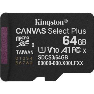 Kingston microSD64GB C10 UHS-I A1 V10 R100MB/s Карта пам'яті