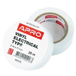 APRO 0.14х17&nbsp;мм&nbsp;20&nbsp;м Iзоляцiйна&nbsp;стрiчка&nbsp;біла&nbsp;