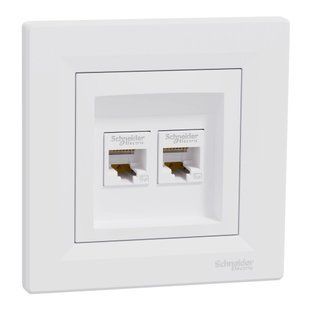 Schneider Electric Asfora EPH4400121 RJ45 5e Розетка комп'ютерна подвійна біла