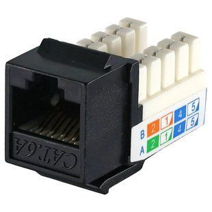 KeyStone RJ45 UTP, кат. 5e, 6, 6a, 110, Slim, W - 16.6 мм Модуль, Чорний