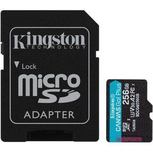 Kingston 256GB microSDXC Canvas Go Plus Gen4 200MB/s A2 U3 V30 Card + Adapter Модуль флеш-пам'яті