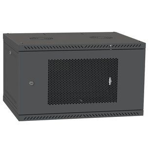 IPCOM 6U 600x450 Шафа телекомунікаційна двері перф (чорна)