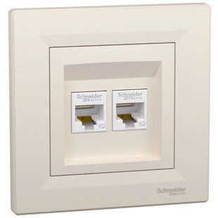 Schneider Electric Asfora EPH4400123 РОЗЕТКА КОМП'ЮТЕРНА RJ45 UTP КАТ. 5Е ПОДВІЙНА