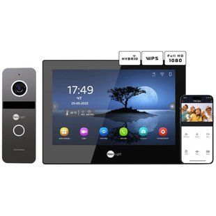Neolight ALPHA Hybrid Black + SOLO IP Graphite з кутком, PoE адаптер для панелі виклику Комплект відеодомофону