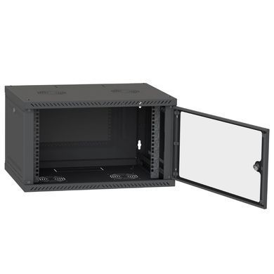 IPCOM 6U 600x450 Шафа телекомунікаційна двері скло (чорна)