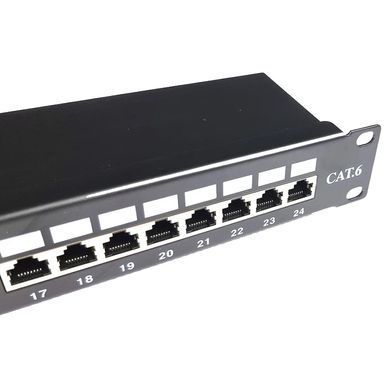 24 порта 1U 19" модульна (без модулів) STP патч-панель EServer, Чорний