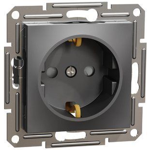 Schneider Electric Asfora EPH2900271 Розетка із заземленням та шторками антрацит