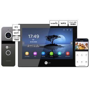 Neolight ALPHA Hybrid Black + SOLO IPW Graphite з кутком, PoE адаптер для панелі виклику Комплект відеодомофону