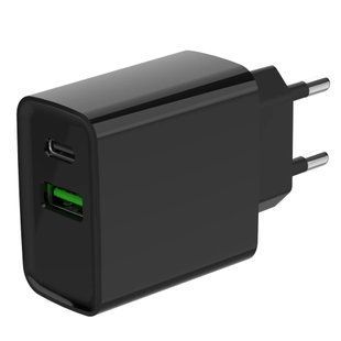 Gembird TA-UC-PDQC20-01-BK&nbsp;(USB Type A + USB Type C) Мережевий зарядний пристрій