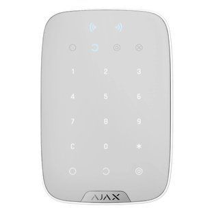 Бездротова клавіатура з підтримкою захищених карток і брелоків Ajax Superior Keypad Plus white Jeweller
